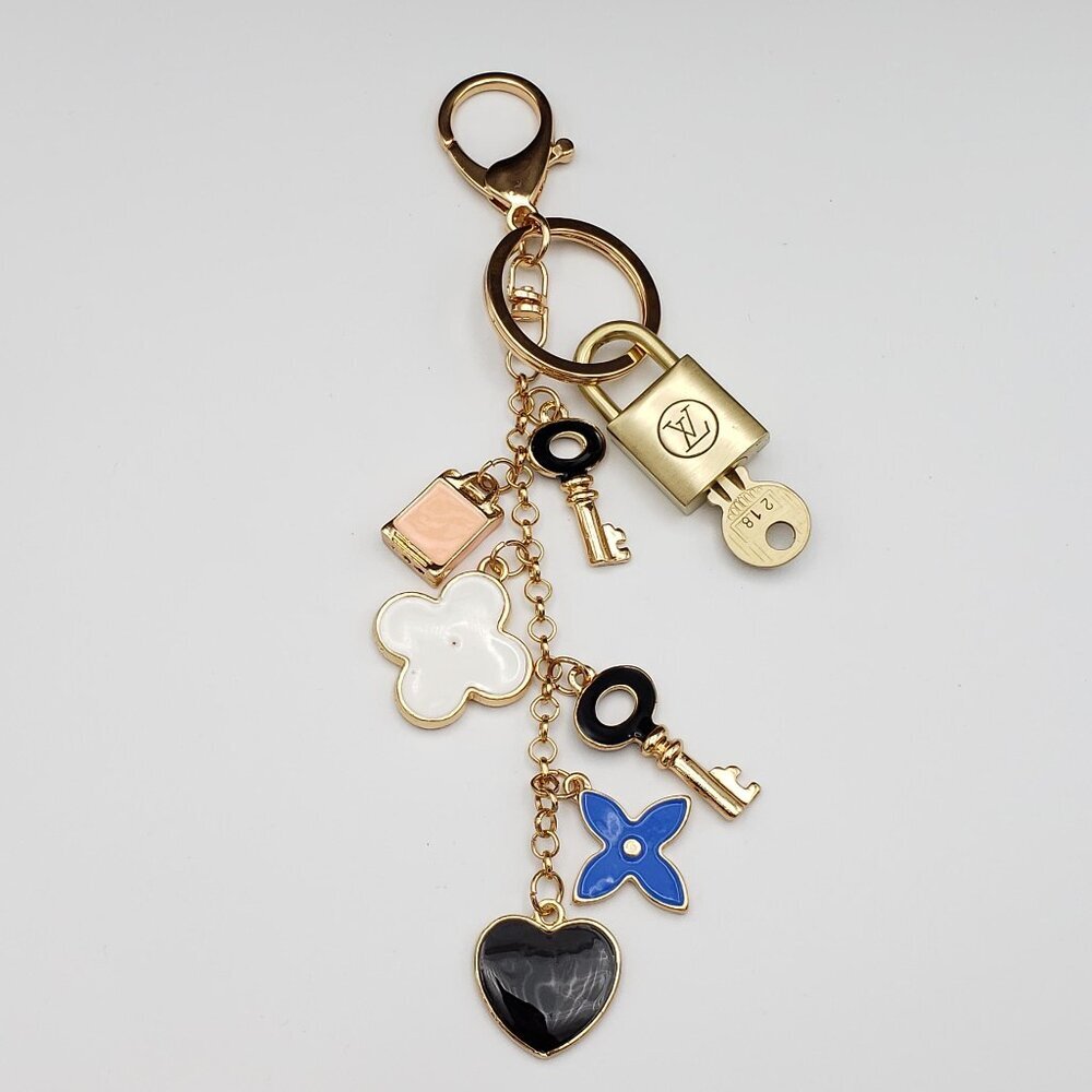 Authentic Louis Vuitton Lock & Key with Unbranded Charm, Keychain